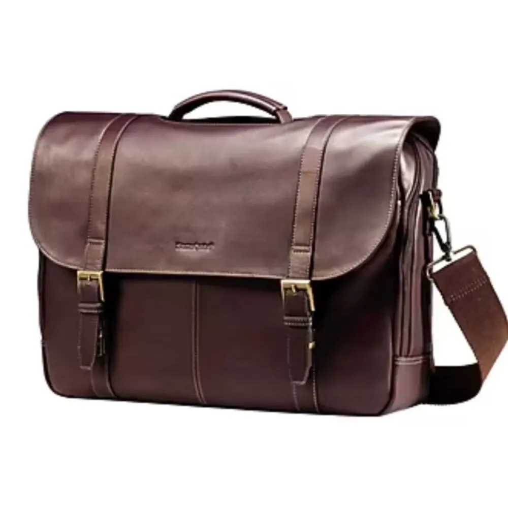 Samsonite Colombian Leather Messenger Laptop Bag Brown Briefcase Shoulder Bag